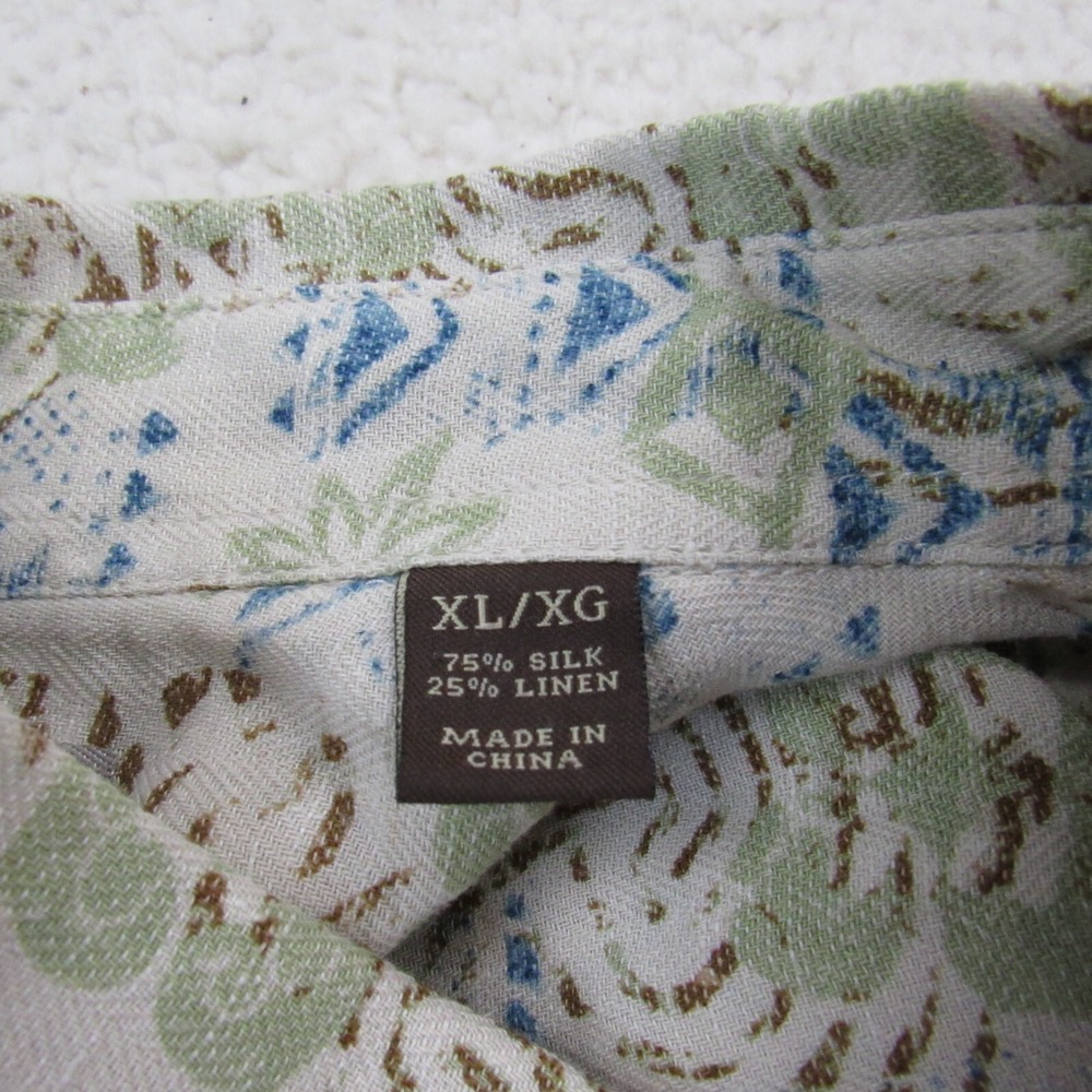 Margaritaville Shirt Men XL Silk Linen Short Sleeve Tropical Print Hawaiian - Picture 10 of 10